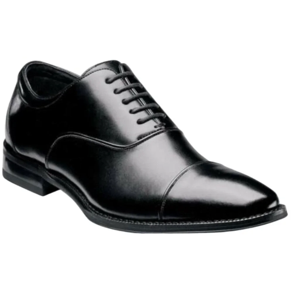 Stacy Adams Mens Black Leather Cap Toe Oxford Dress Shoes Formal Business Size 7